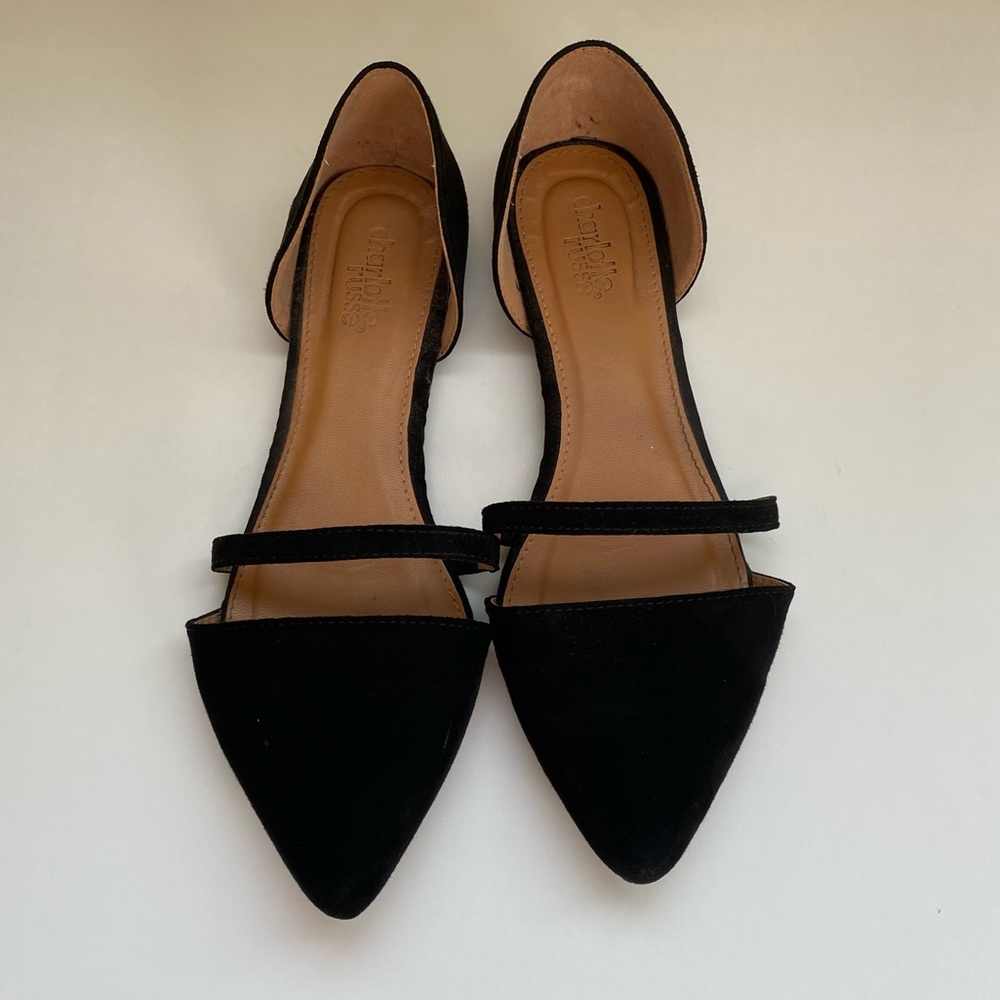 Black pointed toe flats
